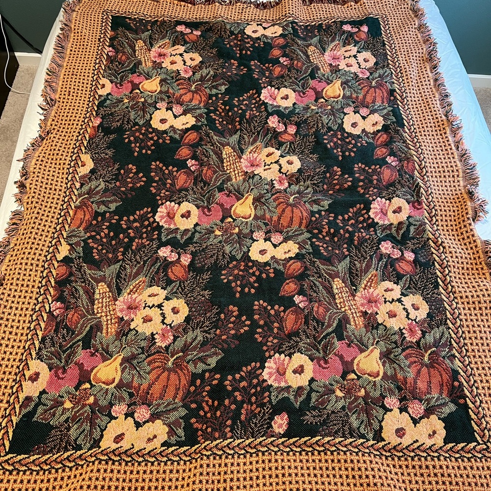 Goodwin Weavers Autumn Fall Tapestry Blanket - pumpkin harvest design